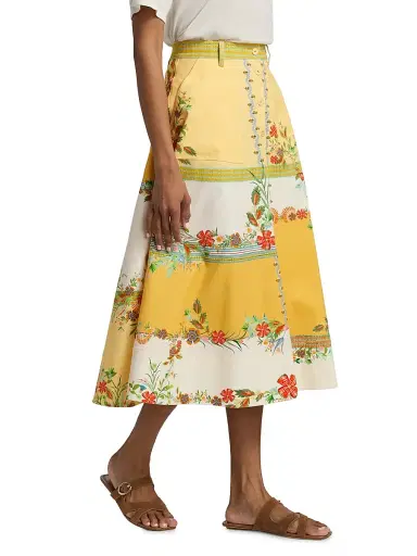 Saloni Women's Kali Zinnia Patchwork Midi-Skirt | Thumbnail 4