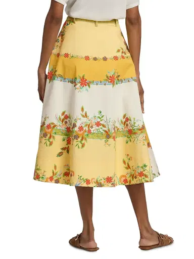 Saloni Women's Kali Zinnia Patchwork Midi-Skirt | Thumbnail 5