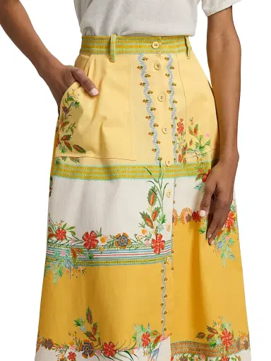 Saloni Women's Kali Zinnia Patchwork Midi-Skirt | Thumbnail 6