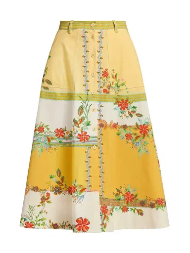 Saloni Women's Kali Zinnia Patchwork Midi-Skirt | Thumbnail 1