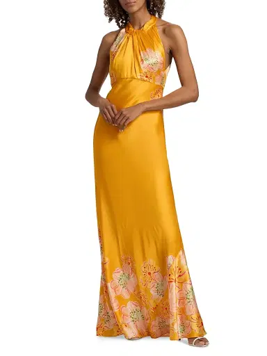 Saloni Women's Cozette Silk Satin Maxi Dress | Thumbnail 2