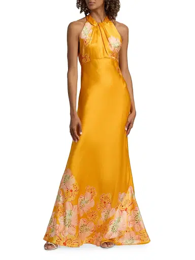 Saloni Women's Cozette Silk Satin Maxi Dress | Thumbnail 3