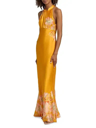 Saloni Women's Cozette Silk Satin Maxi Dress | Thumbnail 4