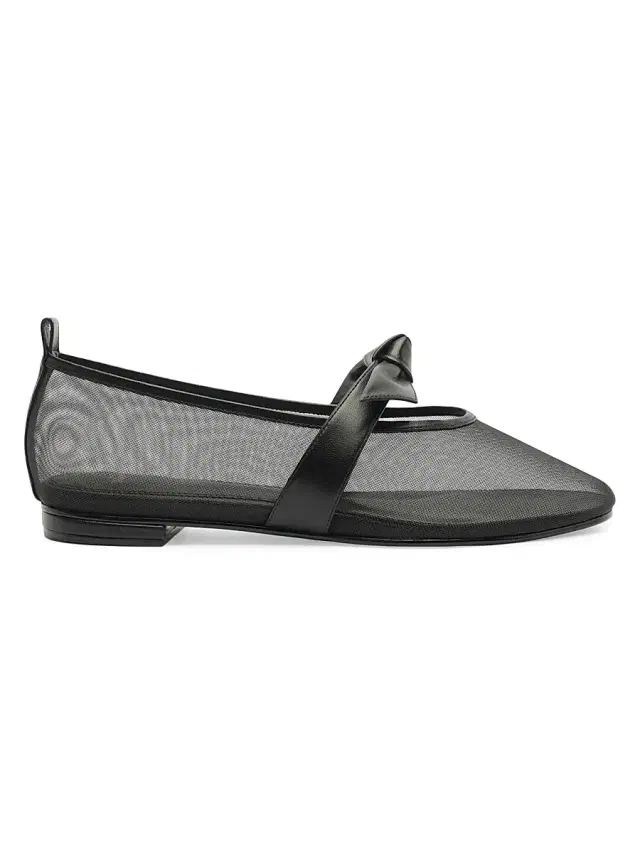 Alexandre Birman Women's Clarita Leather-Trim Mesh Ballet Flats - Black