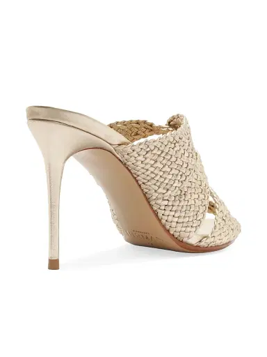 Alexandre Birman Women's Sabrina 85MM Braided Leather Mules - Golden - Size 12 | Thumbnail 3