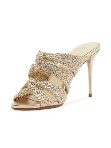 Alexandre Birman Women's Sabrina 85MM Braided Leather Mules - Golden - Size 12 | Thumbnail 5