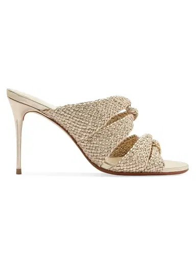 Alexandre Birman Women's Sabrina 85MM Braided Leather Mules - Golden - Size 12 | Thumbnail 1