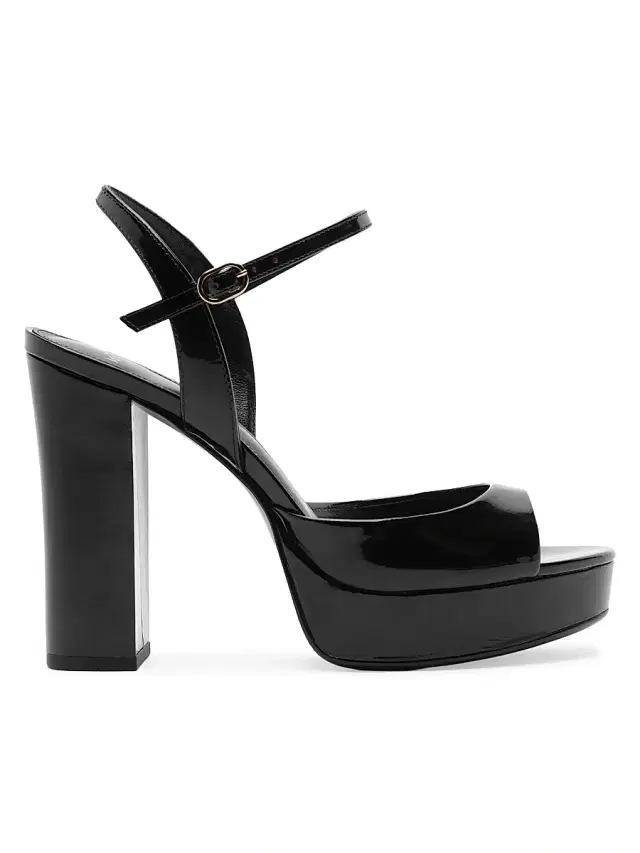 Women's Amy 0MM Leather Platform Sandals - Black