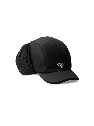 Prada Men's Re-Nylon and Wool Trapper Hat - Black - Size Medium | Thumbnail 1