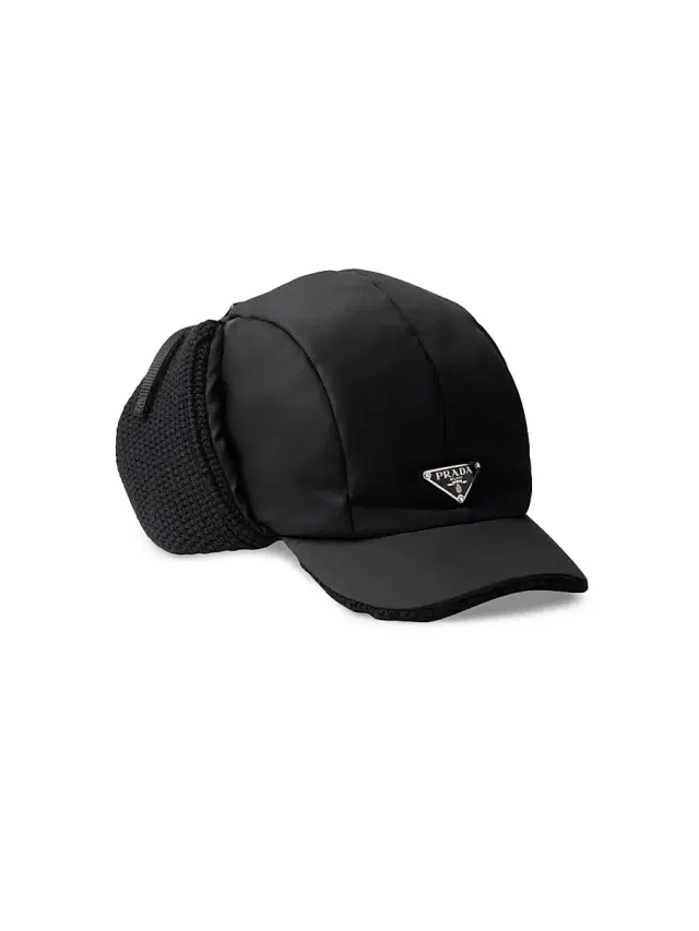 Prada Men's Re-Nylon and Wool Trapper Hat - Black