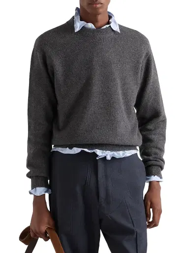 Prada Men's Re-Cashmere Crewneck Sweater - Grey - Size 40 | Thumbnail 2 Prada Men's Re-Cashmere Crewneck Sweater - Grey - Size 40 | Thumbnail 2
