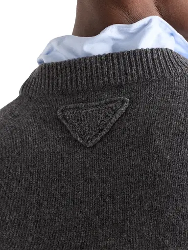 Prada Men's Re-Cashmere Crewneck Sweater - Grey - Size 40 | Thumbnail 5 Prada Men's Re-Cashmere Crewneck Sweater - Grey - Size 40 | Thumbnail 5