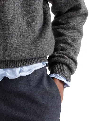 Prada Men's Re-Cashmere Crewneck Sweater - Grey - Size 40 | Thumbnail 6 Prada Men's Re-Cashmere Crewneck Sweater - Grey - Size 40 | Thumbnail 6