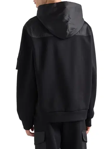 Prada Men's Cotton Fleece and Re-Nylon Hoodie - Black - Size Medium | Thumbnail 4 Prada Men's Cotton Fleece and Re-Nylon Hoodie - Black - Size Medium | Thumbnail 4