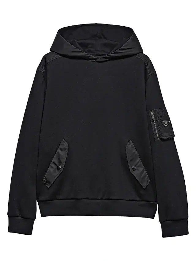 Men's Cotton Fleece and Re-Nylon Hoodie - Black