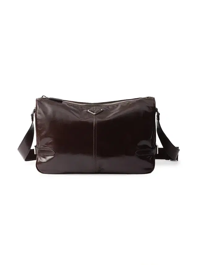 Prada Men's Leather Shoulder Bag - Dark Brown