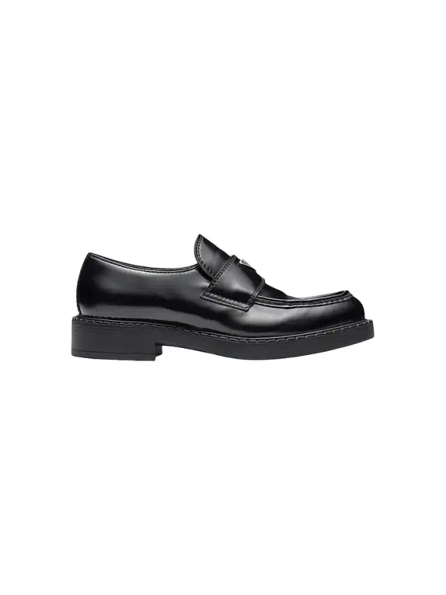 Prada Men's Brushed Leather Loafers - Black