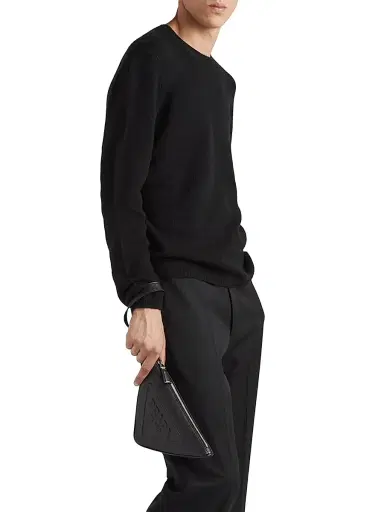 Prada Men's Cashmere Crewneck Sweater - Black - Size 48 | Thumbnail 2