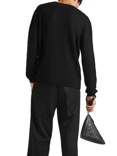Prada Men's Cashmere Crewneck Sweater - Black - Size 48 | Thumbnail 5