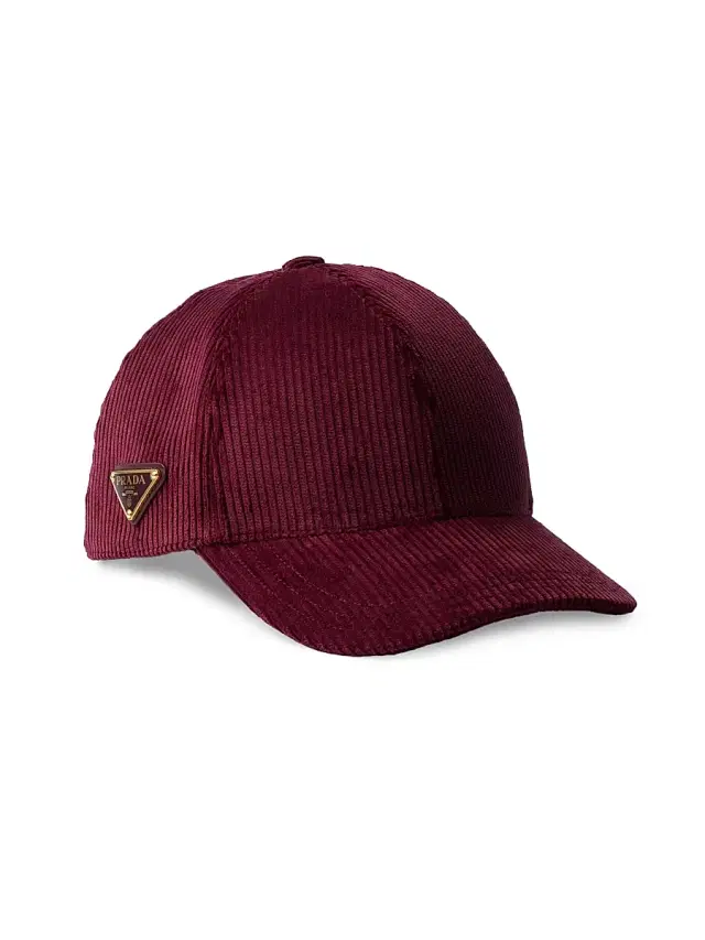 Prada Women's Corduroy Baseball Cap - Dark Red