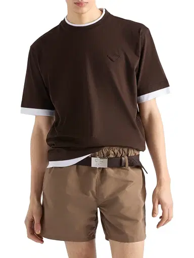 Prada Men's Cotton T-Shirt - Brown - Size XXXL | Thumbnail 2 Prada Men's Cotton T-Shirt - Brown - Size XXXL | Thumbnail 2