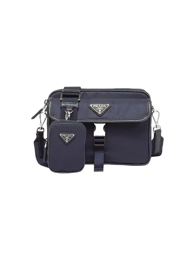 Prada Men's Re-Nylon And Saffiano Leather Shoulder Bag - Blue