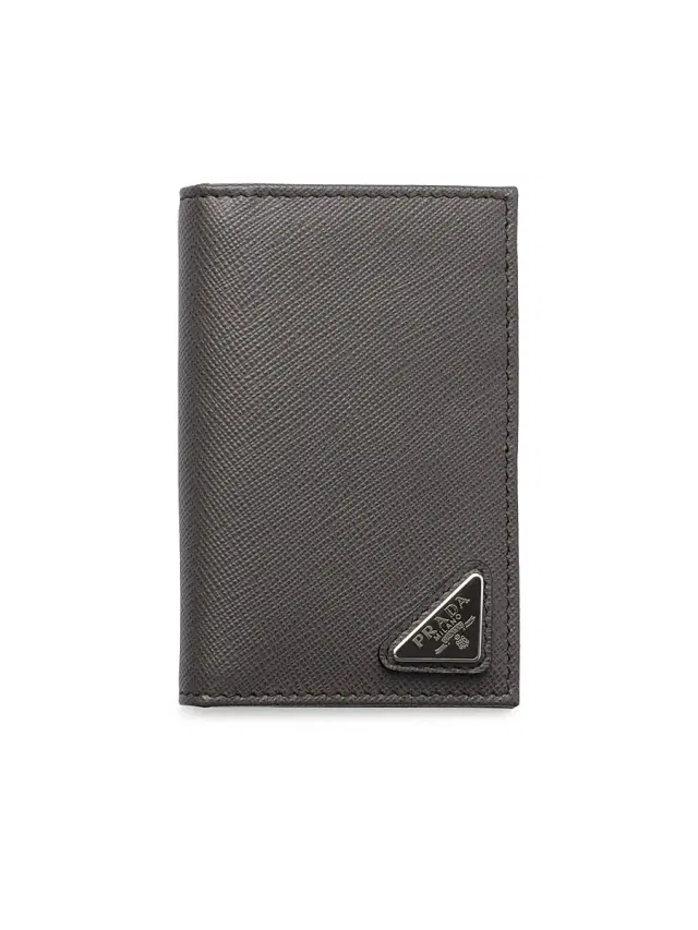 Prada Men's Saffiano Leather Card Holder - Grey