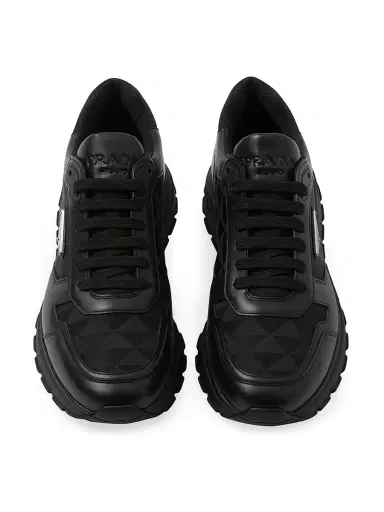 Prada Men's Leather and Re-Nylon High-Top Sneakers | Thumbnail 3 Prada Men's Leather and Re-Nylon High-Top Sneakers | Thumbnail 3