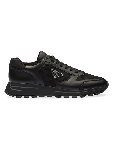 Prada Men's Leather and Re-Nylon High-Top Sneakers | Thumbnail 1 Prada Men's Leather and Re-Nylon High-Top Sneakers | Thumbnail 1