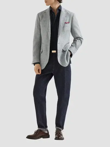 Brunello Cucinelli Men's Garment-Dyed Twill Shirt with Spread Collar - Navy Blue - Size XXXXL | Thumbnail 2