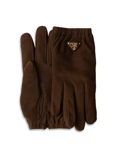 Prada Women's Suede Gloves - Brown - Size 7.5 | Thumbnail 1