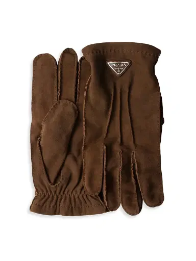 Prada Men's Suede Gloves - Brown - Size 9 | Thumbnail 1 Prada Men's Suede Gloves - Brown - Size 9 | Thumbnail 1