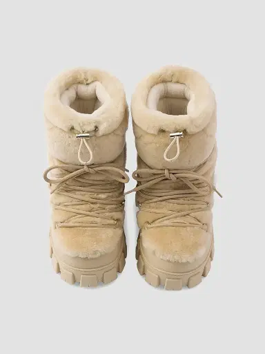 Prada Women's Shearling Après Ski Booties - Beige Khaki - Size 15 | Thumbnail 3 Prada Women's Shearling Après Ski Booties - Beige Khaki - Size 15 | Thumbnail 3