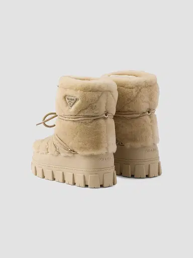 Prada Women's Shearling Après Ski Booties - Beige Khaki - Size 15 | Thumbnail 4 Prada Women's Shearling Après Ski Booties - Beige Khaki - Size 15 | Thumbnail 4