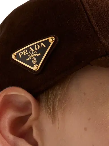 Prada Women's Suede Baseball Cap - Brown - Size Large | Thumbnail 4