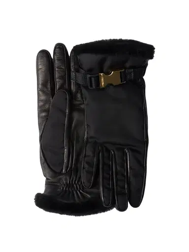 Prada Women's Re-Nylon and Shearling Gloves - Black - Size 7.5 | Thumbnail 1