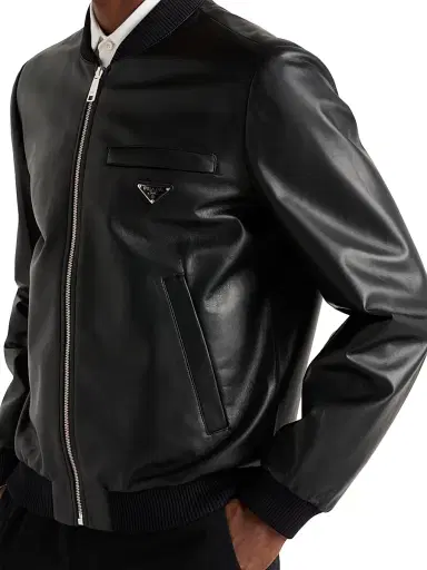 Prada Men's Nappa Leather Bomber Jacket - Black - Size 46 | Thumbnail 3 Prada Men's Nappa Leather Bomber Jacket - Black - Size 46 | Thumbnail 3