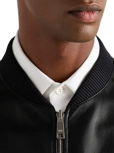 Prada Men's Nappa Leather Bomber Jacket | Thumbnail 4 Prada Men's Nappa Leather Bomber Jacket | Thumbnail 4