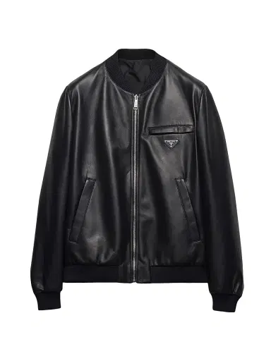 Prada Men's Nappa Leather Bomber Jacket - Black - Size 46 | Thumbnail 1 Prada Men's Nappa Leather Bomber Jacket - Black - Size 46 | Thumbnail 1