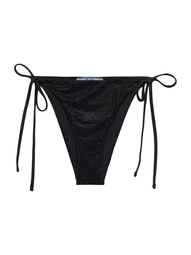Prada Women's Jersey Bikini Bottom with Rhinestones - Black - Size XL | Thumbnail 1 Prada Women's Jersey Bikini Bottom with Rhinestones - Black - Size XL | Thumbnail 1
