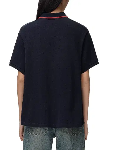 Loewe Women's Trapeze Logo High-Low Cotton-Blend Polo Shirt | Thumbnail 4 Loewe Women's Trapeze Logo High-Low Cotton-Blend Polo Shirt | Thumbnail 4