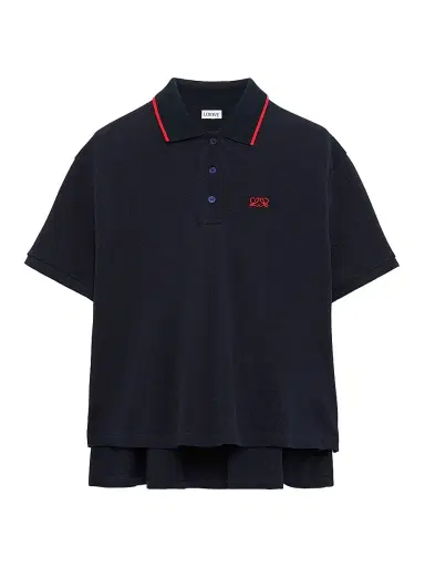 Loewe Women's Trapeze Logo High-Low Cotton-Blend Polo Shirt | Thumbnail 1 Loewe Women's Trapeze Logo High-Low Cotton-Blend Polo Shirt | Thumbnail 1