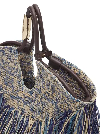 Zimmermann Women's Goldentime Small Fringed Tote Bag - Denim Blue | Thumbnail 5