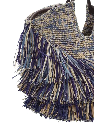 Zimmermann Women's Goldentime Small Fringed Tote Bag - Denim Blue | Thumbnail 6