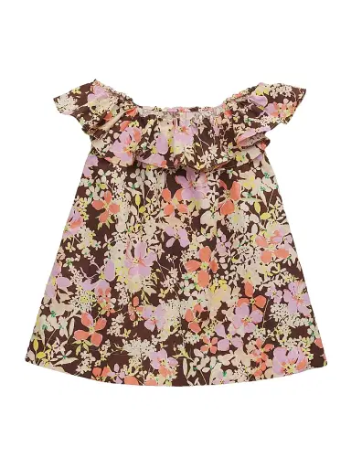 Zimmermann Little Girl's & Girl's Solstice Frill Dress - Chocolate Multi Floral | Thumbnail 2