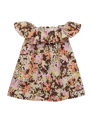 Zimmermann Little Girl's & Girl's Solstice Frill Dress - Chocolate Multi Floral | Thumbnail 1