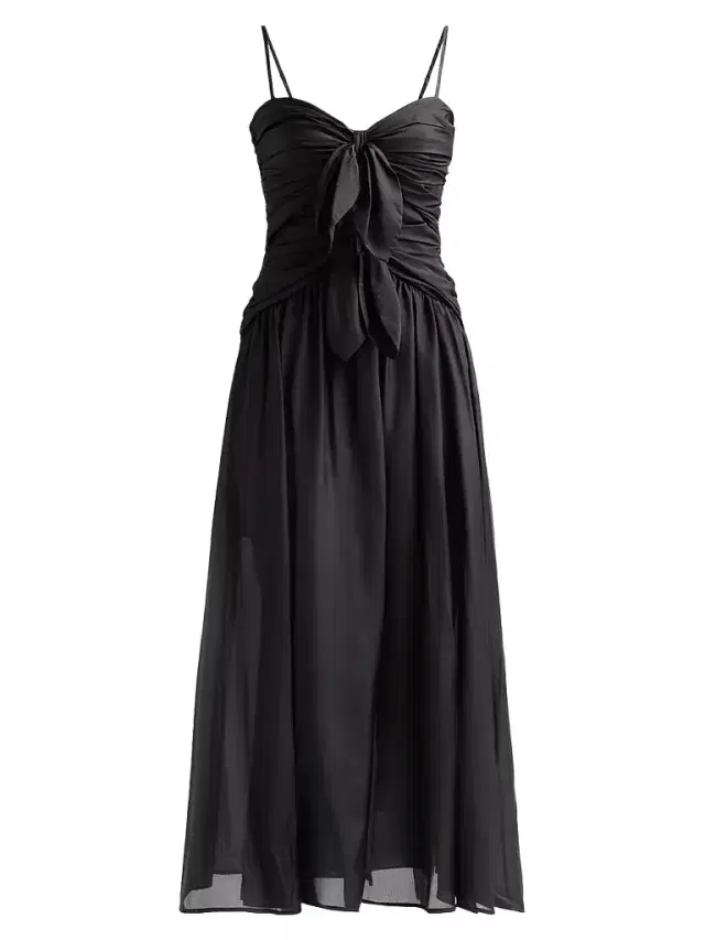 Women's Aster Silk Scarf Midi-Dress - Black