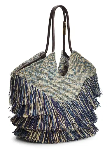 Zimmermann Women's Goldentime Medium Fringed Tote Bag - Denim Blue | Thumbnail 3 Zimmermann Women's Goldentime Medium Fringed Tote Bag - Denim Blue | Thumbnail 3