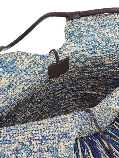 Zimmermann Women's Goldentime Medium Fringed Tote Bag - Denim Blue | Thumbnail 4 Zimmermann Women's Goldentime Medium Fringed Tote Bag - Denim Blue | Thumbnail 4
