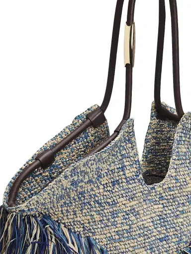 Zimmermann Women's Goldentime Medium Fringed Tote Bag - Denim Blue | Thumbnail 6 Zimmermann Women's Goldentime Medium Fringed Tote Bag - Denim Blue | Thumbnail 6